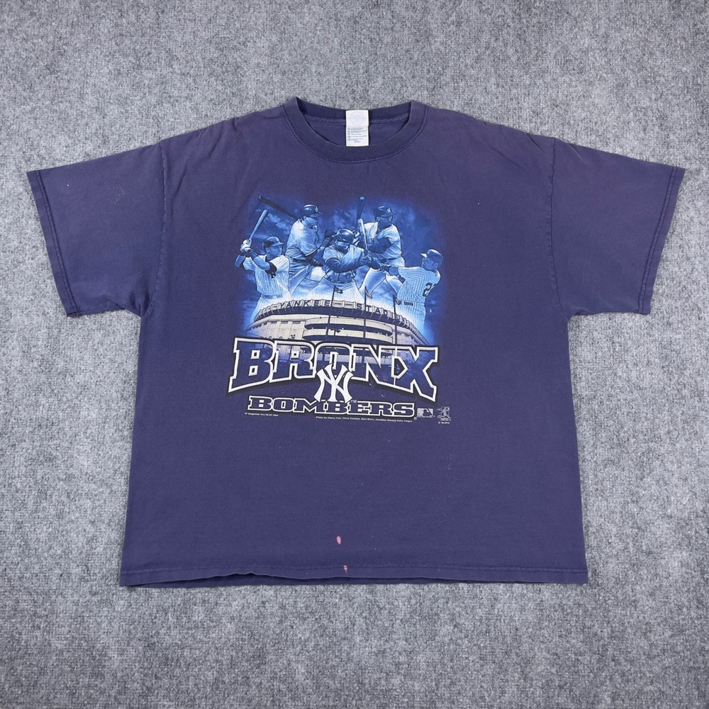 Vintage NY Yankees Bronx Bombers T-Shirt Mens XL Navy Blue 2004 Graphic